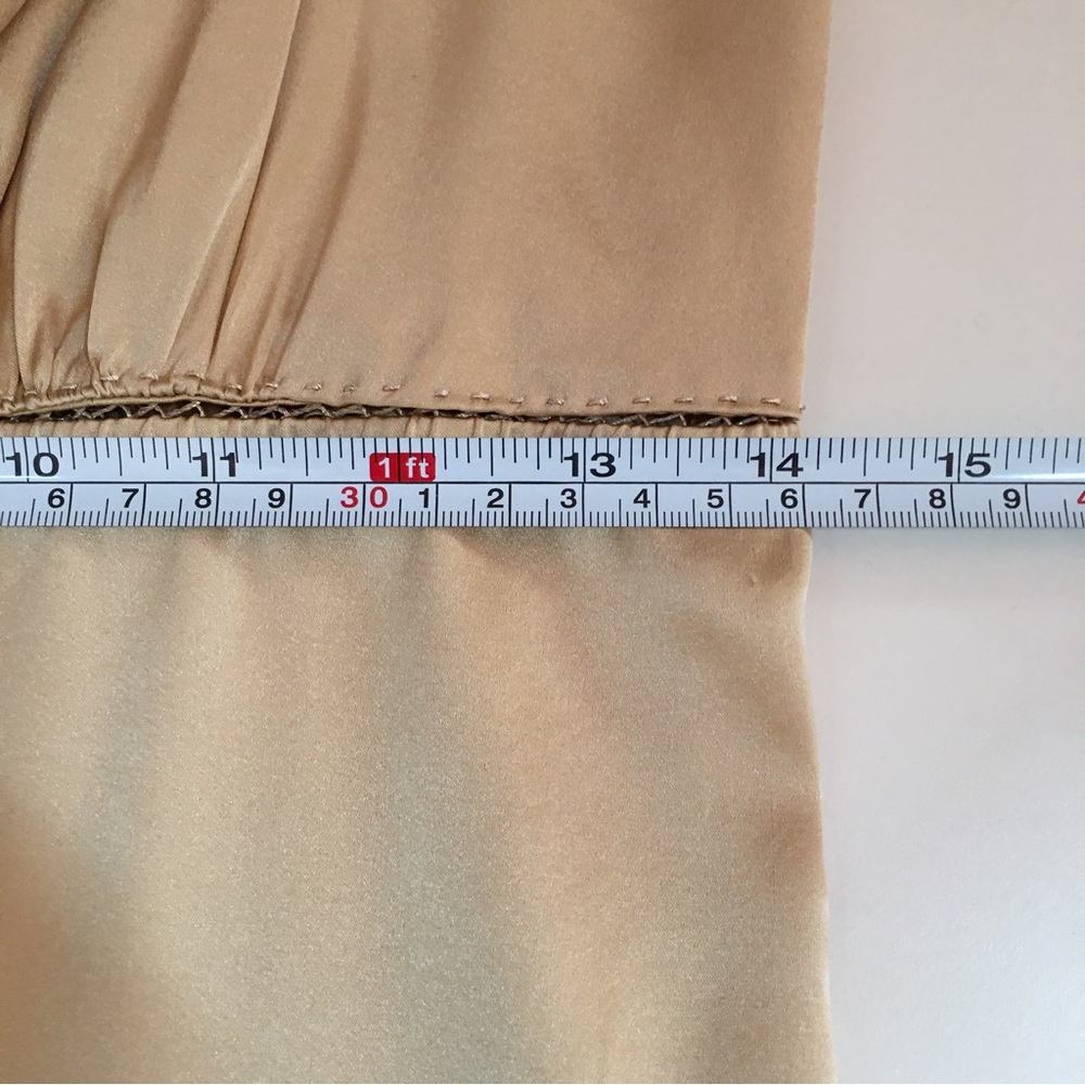 Ellie Tahari Gold Silk Satin Victorian Ruffle sweetheart neckline Camisole top - Picture 7 of 16
